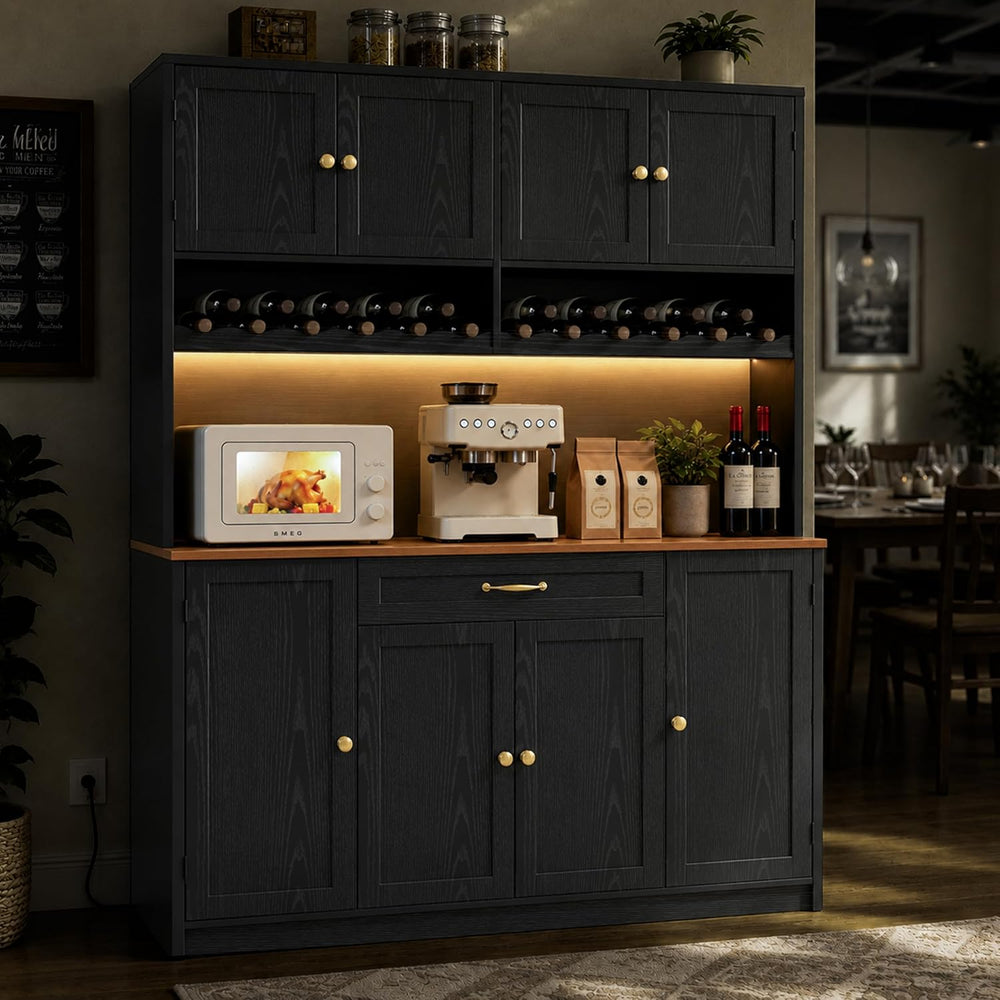 FJTJBSI 72" Tall Pantry Storage Cabinet with LED Light 55" Wide Kit...