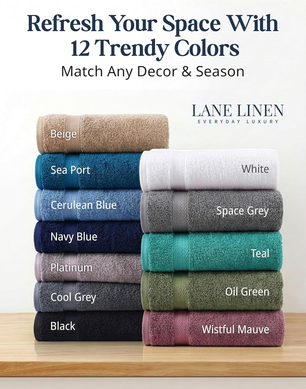 100% Cotton Bath Towels Set Soft Absorbent Quick Dry 16 Piece - Grey