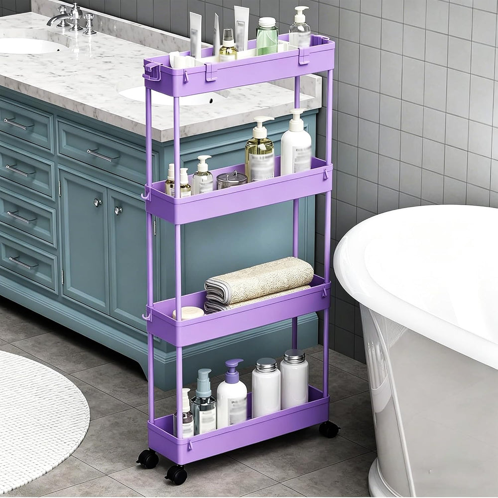 SPACELEAD 2-piece Set Slim Storage Cart 3 Tier,Bathroom Organizer Rolling Uti...