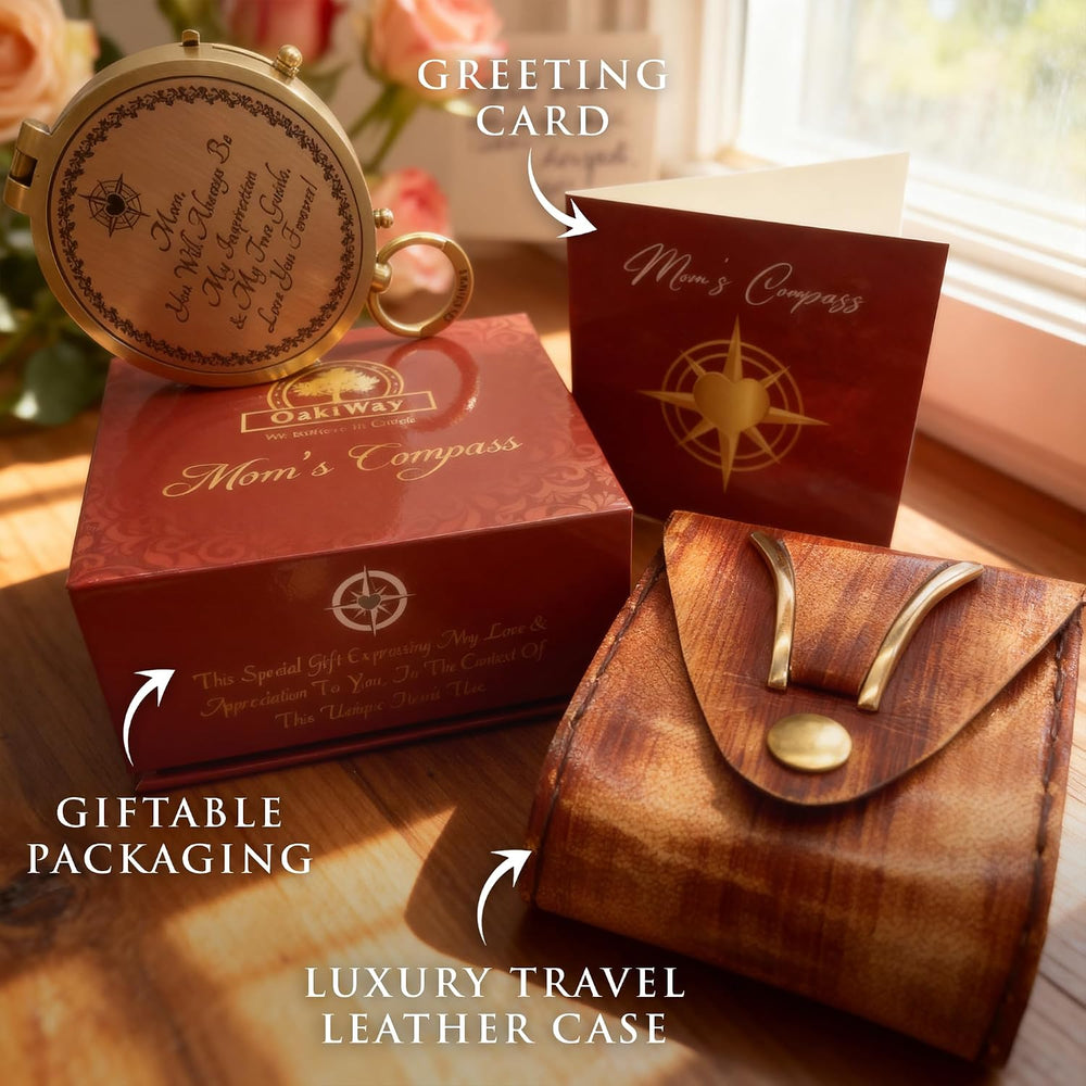Makeup Compact Hand Mirror Gift for Mom, with Compass - Gifts for Mom from Da...