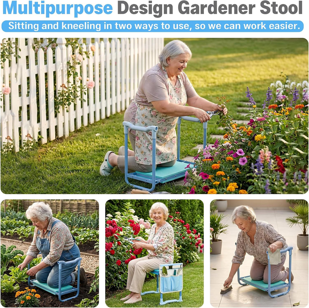 Garden Kneeler and Seat Heavy Duty, Foldable Gardening Stool Bench