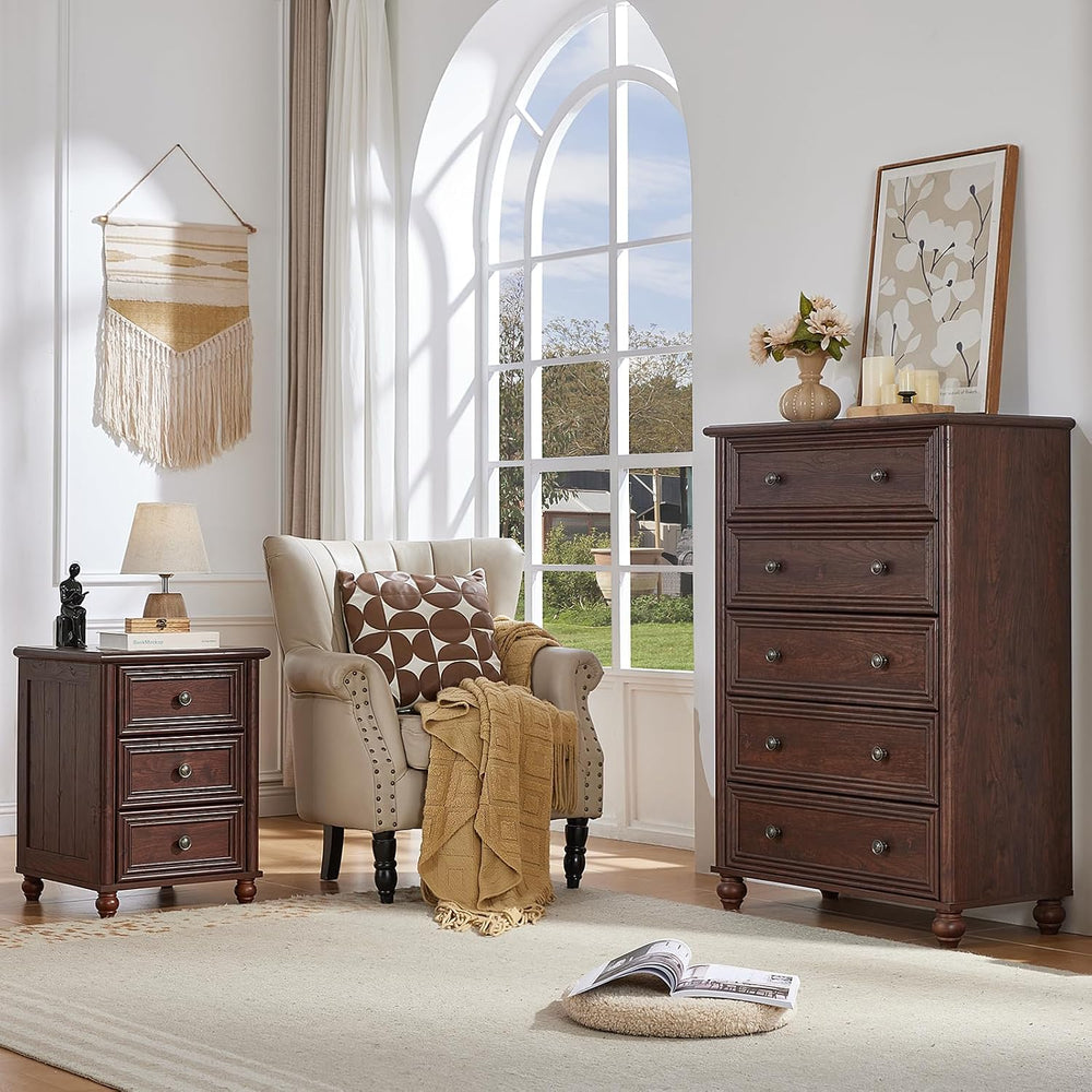 RWYHG 18" Night Stand Set 2, Nightstand with 3 Drawers