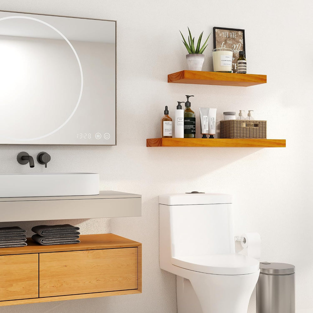 Fun Memories Floating Shelves, 9.3'' Deep Solid Pine Wood Wall Shelve...