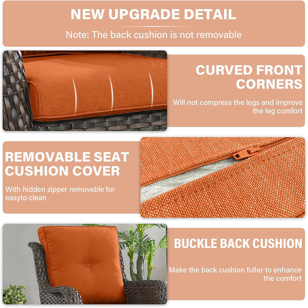 Outdoor Chair Cushions 2 Sets - 22 * 24" Patio Furniture Cushions with R...