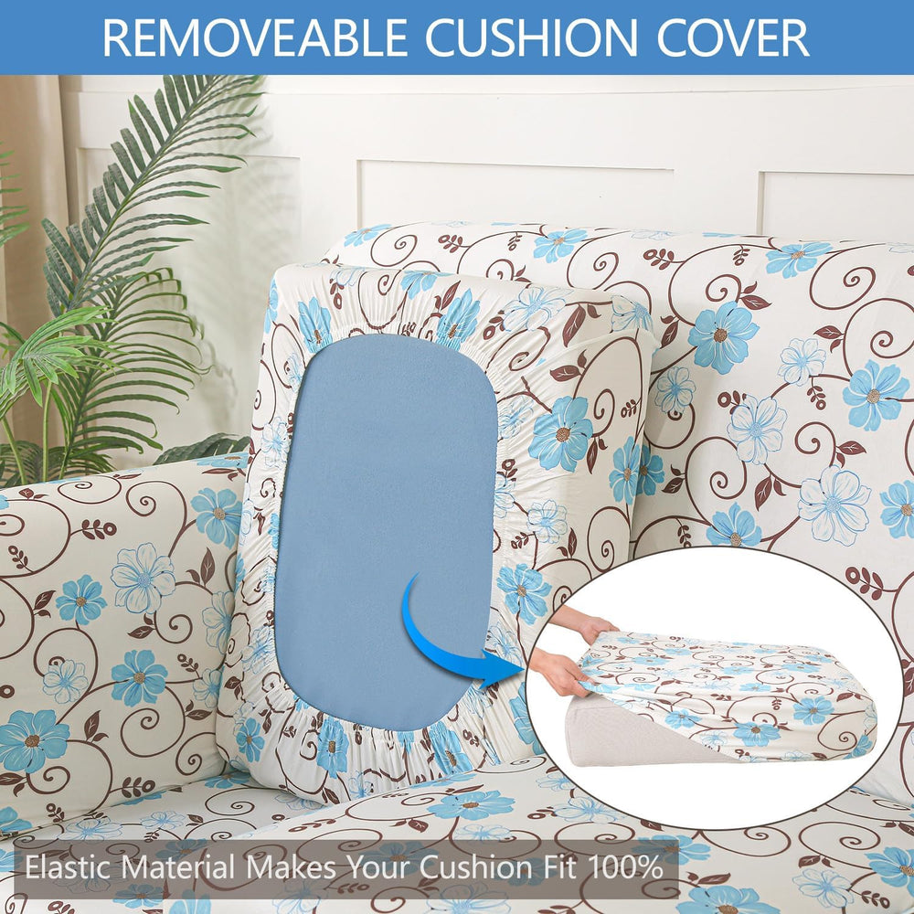 Stretch Printed Sofa Cover Couch Covers, 4-Piece Loveseat Slipcovers with 2 S...