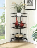 Convenience Concepts Xtra Storage 3 Tier Folding Metal Corner Shelf, Black