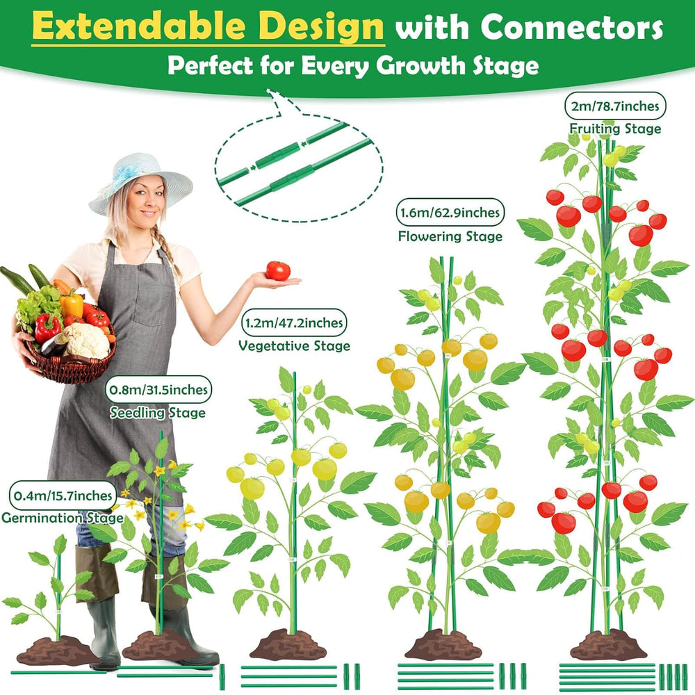 287 PCS Garden Stakes, Fiberglass Tomato Stakes, Garden Sticks