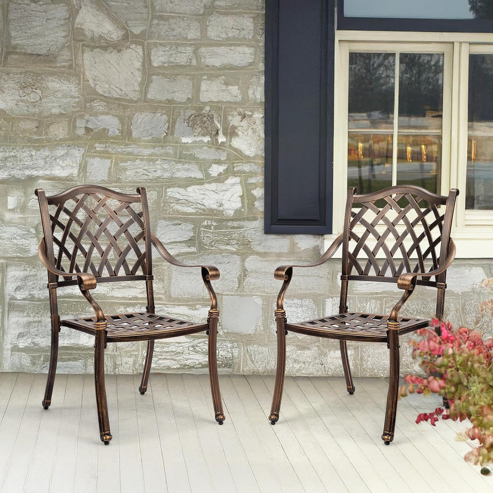 VINGLI Patio Chairs Set of 2 - Stackable Outdoor Cast Aluminum Dining Chairs ...