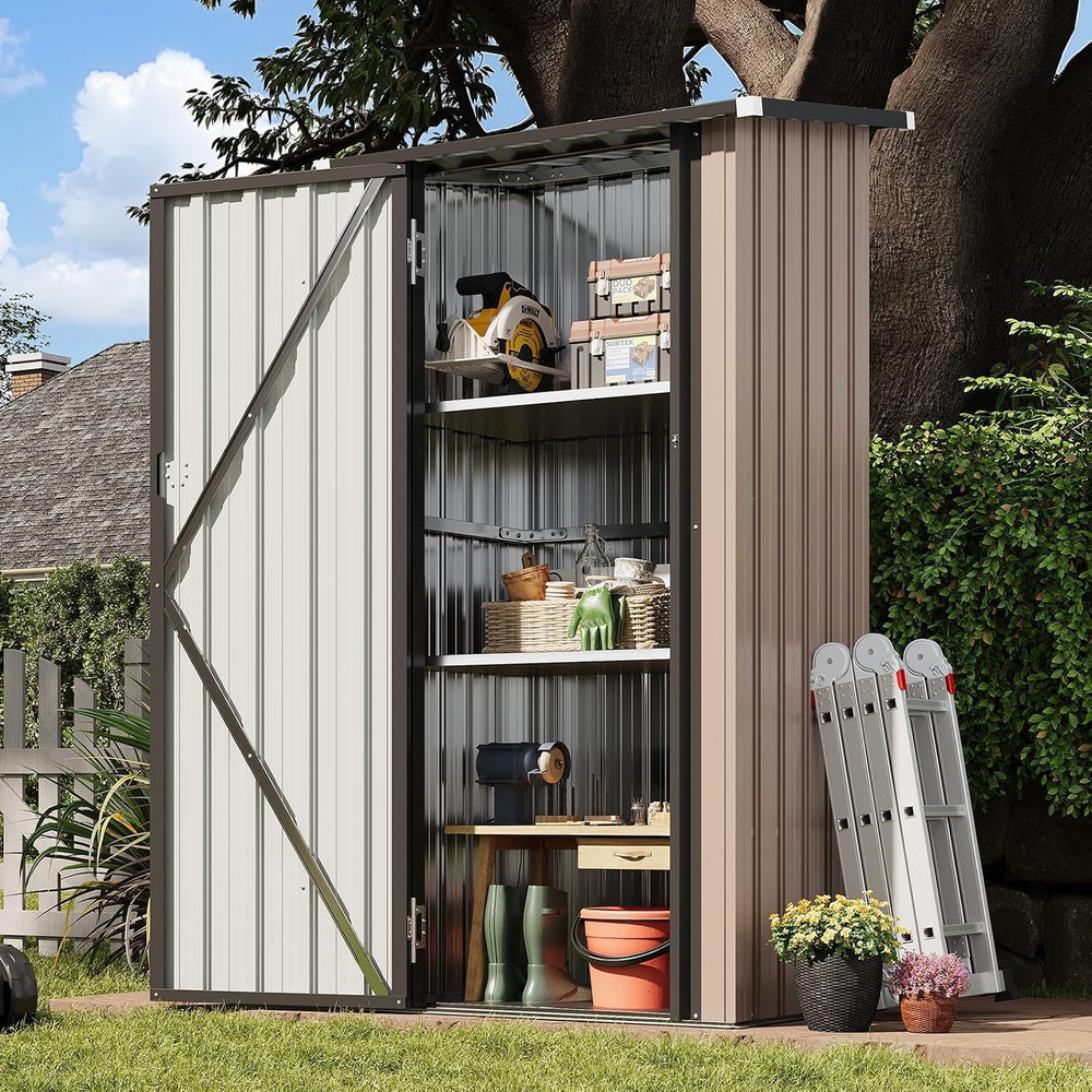 Aoxun Outdoor Storage Cabinet Shed with Floor, Small Vertical Cabinet
