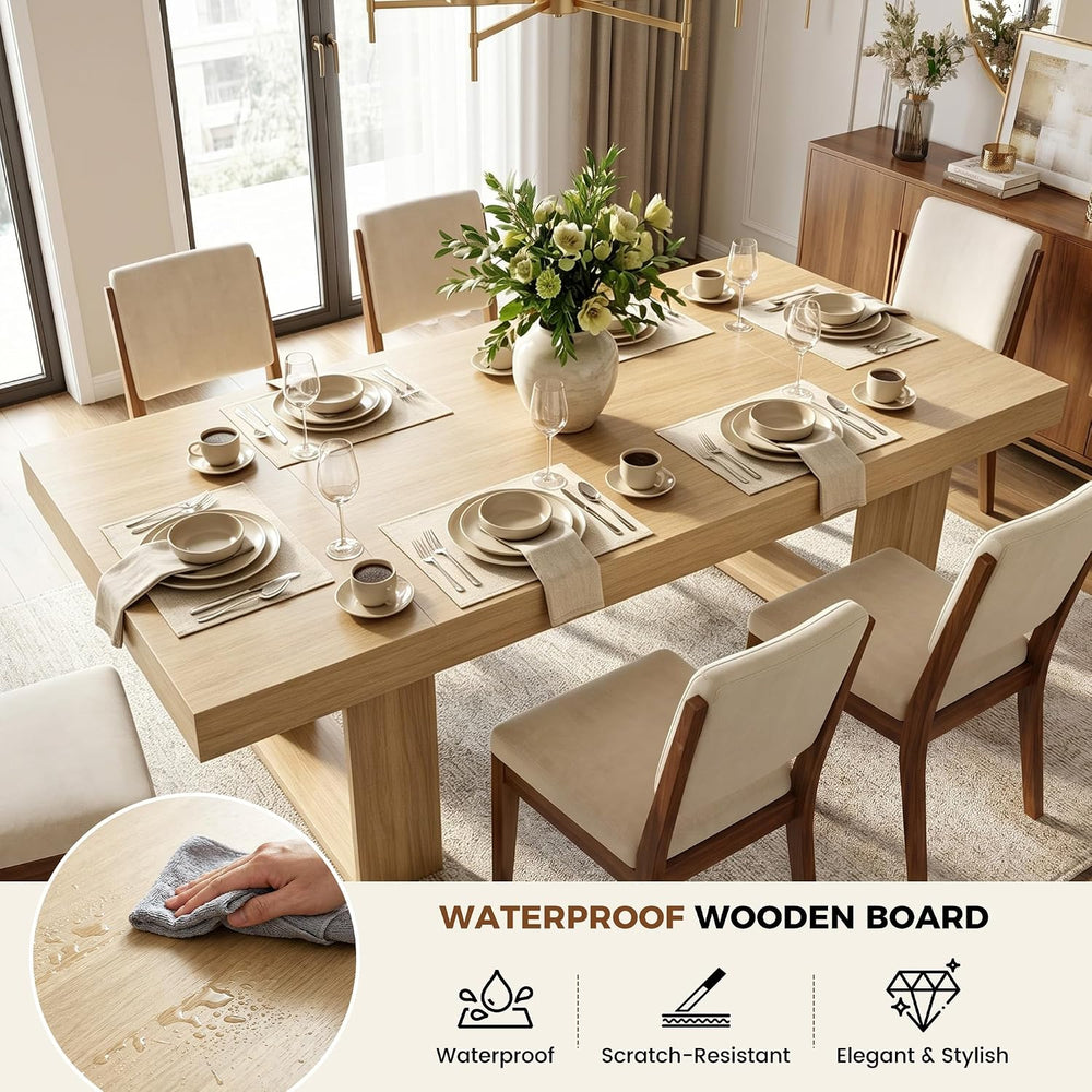 Miereirl 9-Piece Modern Farmhouse Dining Table Set, 86.6" x 47.2" S...