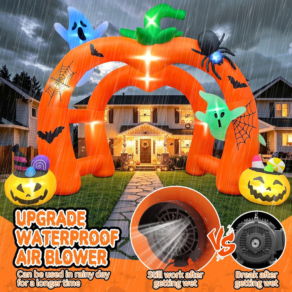 Kalolary 12FT Halloween Inflatable Archway,Giant Pumpkin Inflatable Tunnel