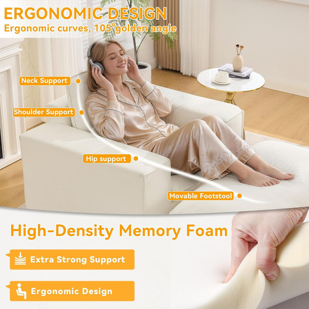 HUBSON Boneless Chaise Lounge Chair Indoor, Modern Deep Seat Boneless Chair w...