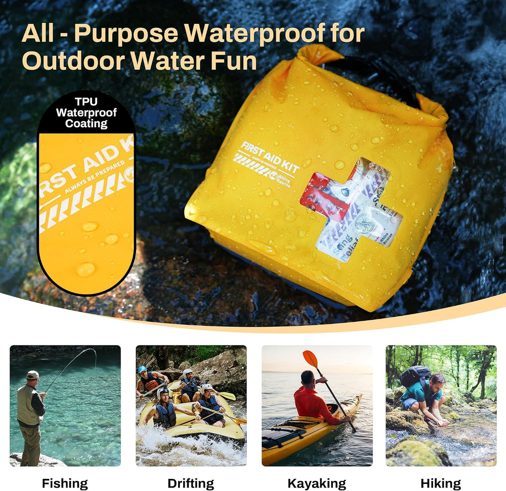 RHINO RESCUE Waterproof Boat First Aid Kit, Lightweight Dry Bag (Yellow)