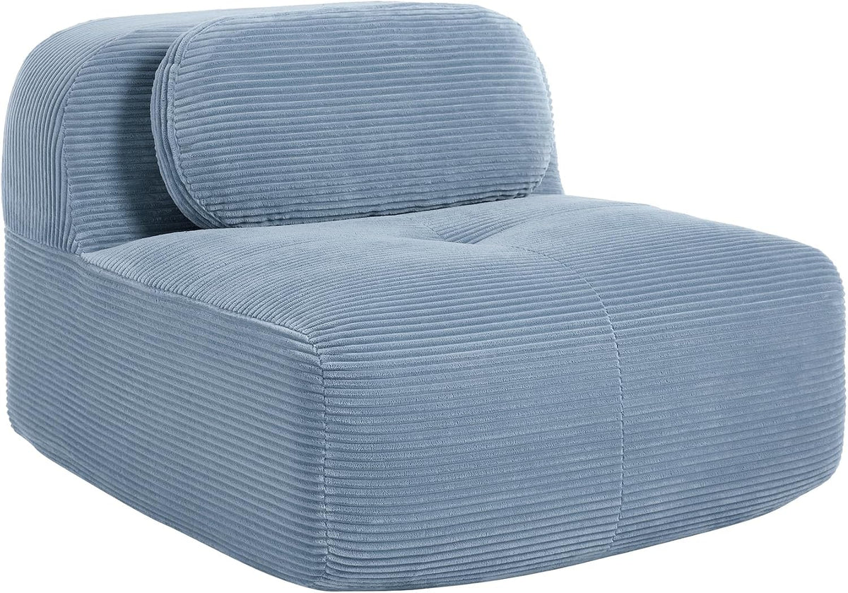 SoarFlash Sectional Middle Position Sofa, Blue | Modern Lounge Couch with Deep Seat and Movable Ottoman, Modular Convertible Sponge Sleeper Sofas with Chaise for Home House