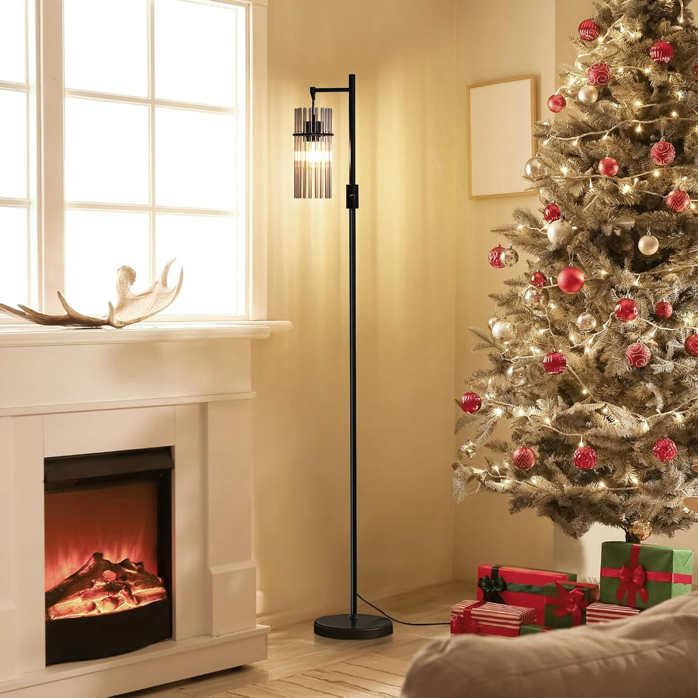 Industrial 66" Tall Modern Floor Lamp for Living Room Dimmable Glass Black