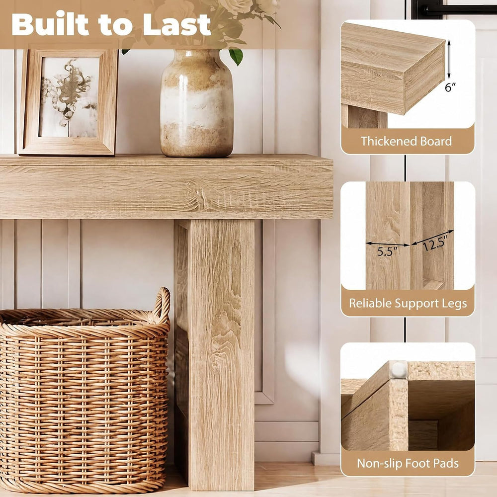 GIANTEX 63" Long Console Table, Farmhouse Wooden Rectangular Sofa Table