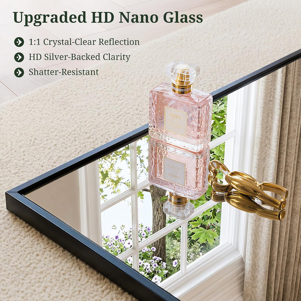 47"x14" Mirror Full Length, Wall Mounted/Over the Door, Black