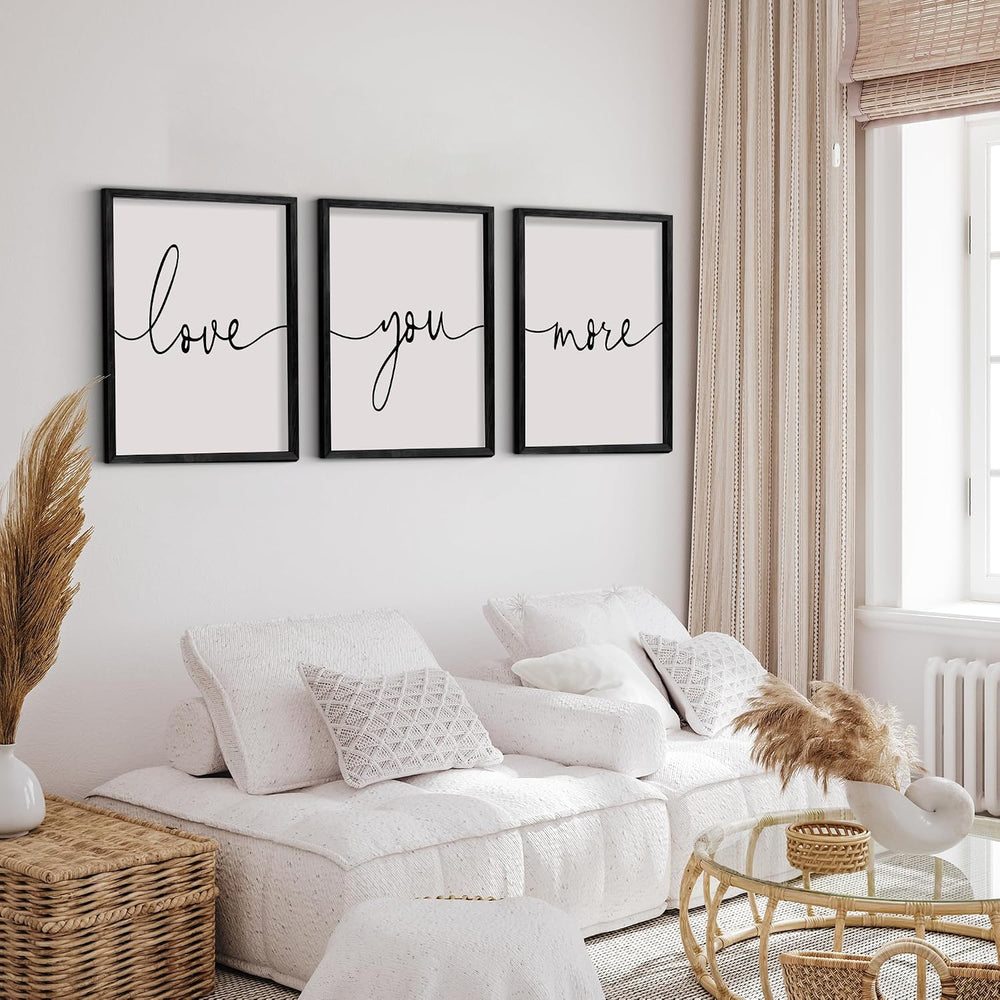 Heiple Love You More Sign Set of 3 Framed Above Bed Wall Decor Farmhouse Bedr...