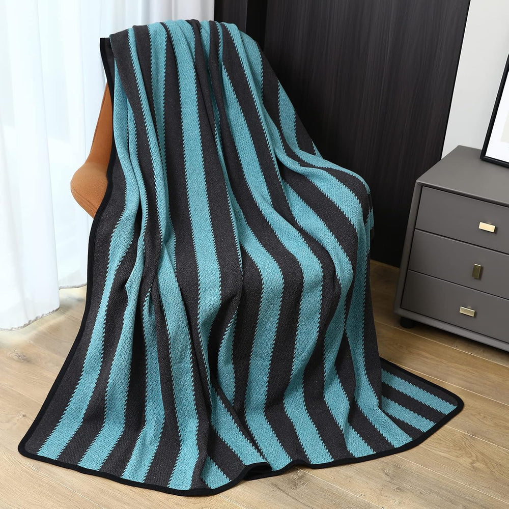 PuTian Merino Wool Blanket, Soft Throw for Camping, 63" x 51", Blue...