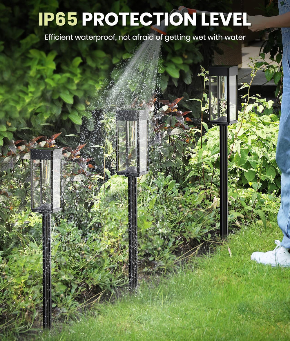 NEWMESSI Solar Pathway Lights Outdoor, 8 Pack, Cool White, 3 Heights, IP65