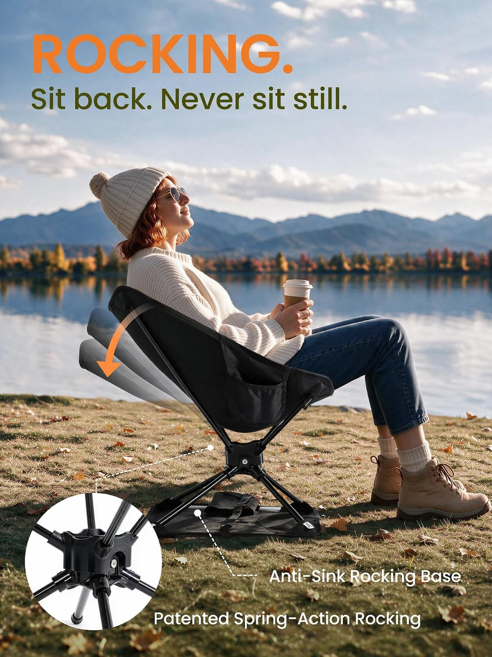 Sportneer Portable Rocking Chair, Gentle Sway Camping Chair, Lightweight Outd...