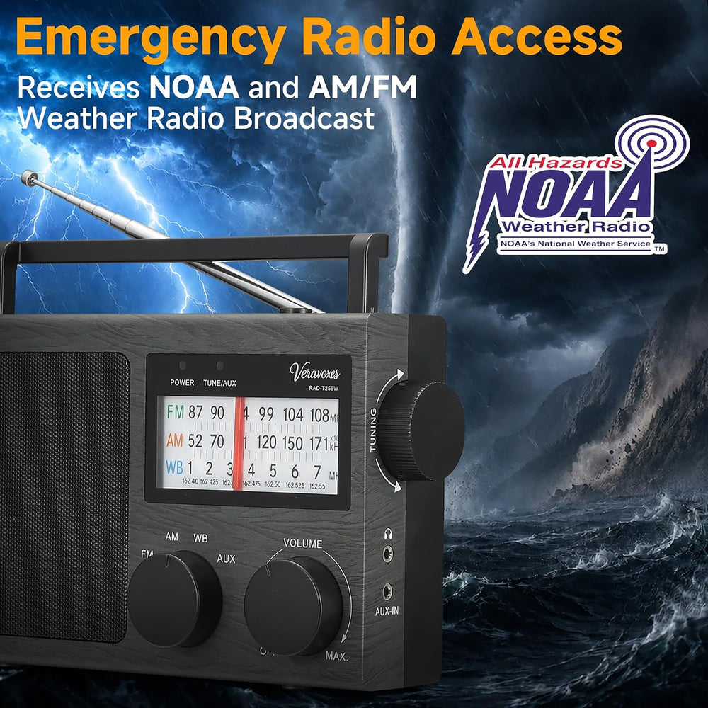 Portable NOAA Weather AM FM Radio AC & Battery Powered