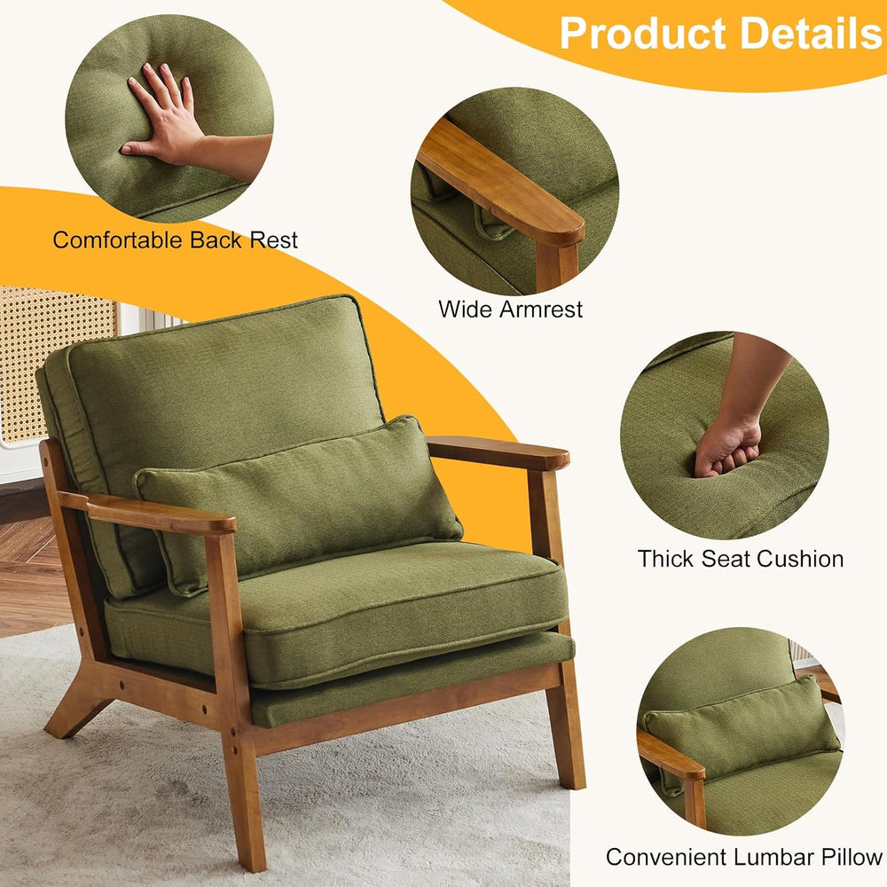 Karl home Mid-Century Lounge Accent Chair, Green