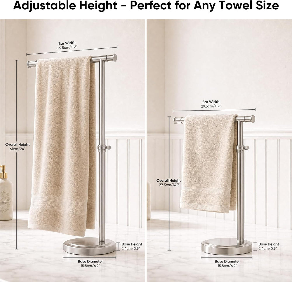 RUMOSE Hand Towel Holder Stand Countertop Towel Rack, Brushed Nickel