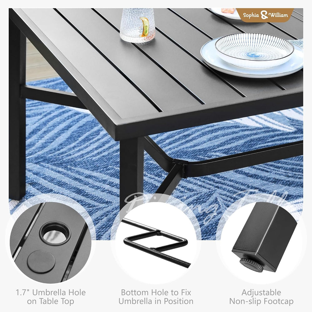 Sophia & William Patio Dining Set for 8, Metal Table & Aluminum Chairs
