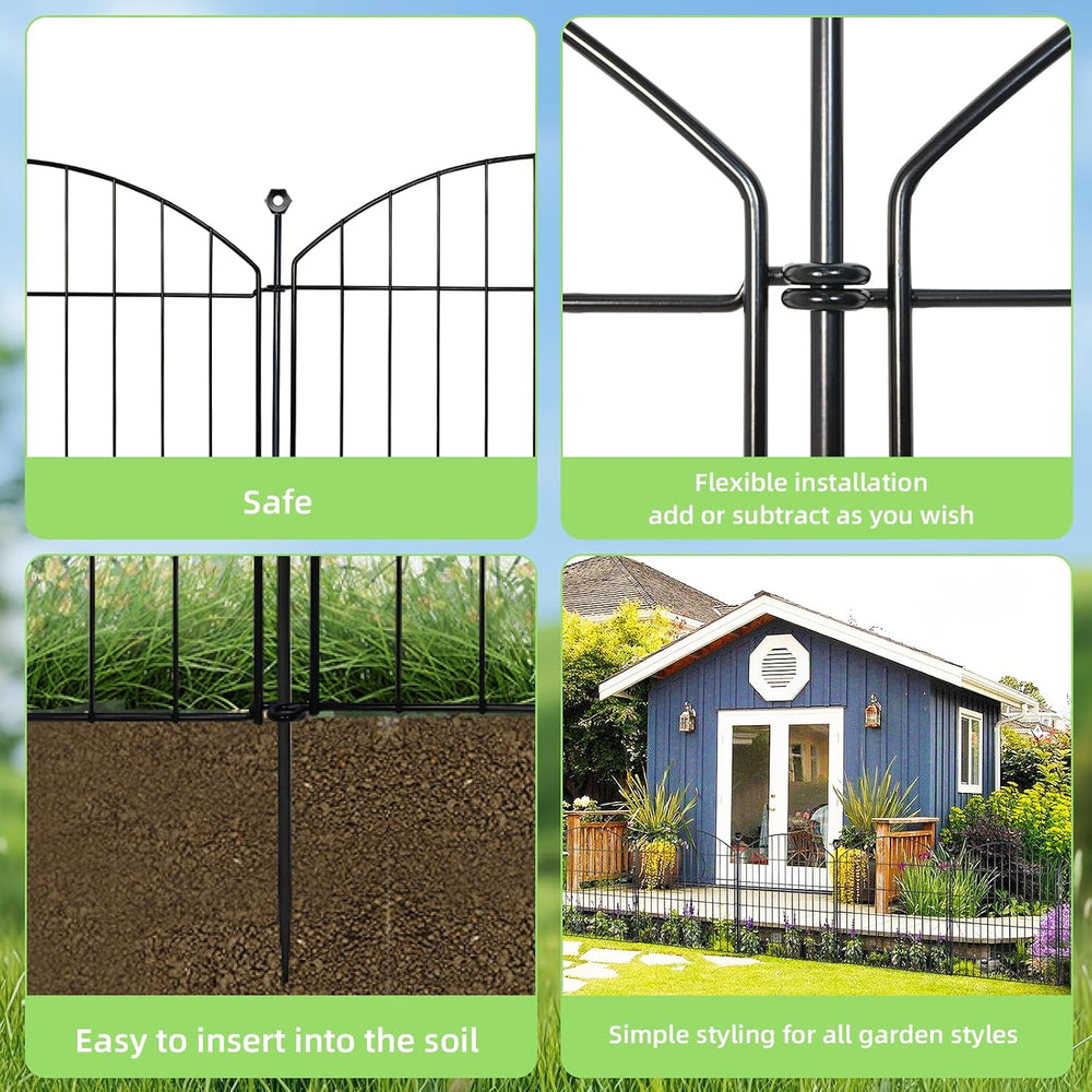 Decorative Garden Fence, 32in (H) x 12ft(L) No Dig Fence with Gate