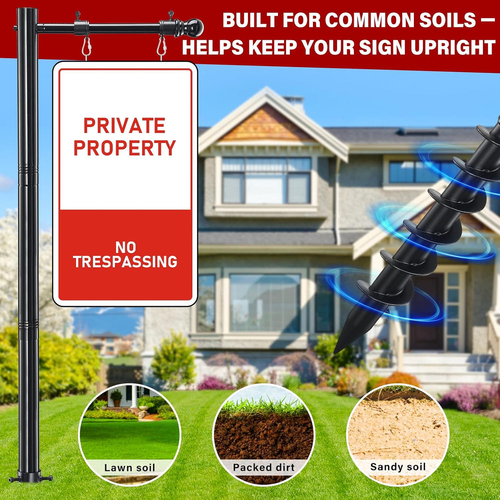 Real Estate Sign Post For Outside - Heavy Duty Metal Yard Sign Stand Pole wit...