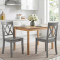 DUHOME Wood Dining Chairs Set of 2 with Cross Back,Grey