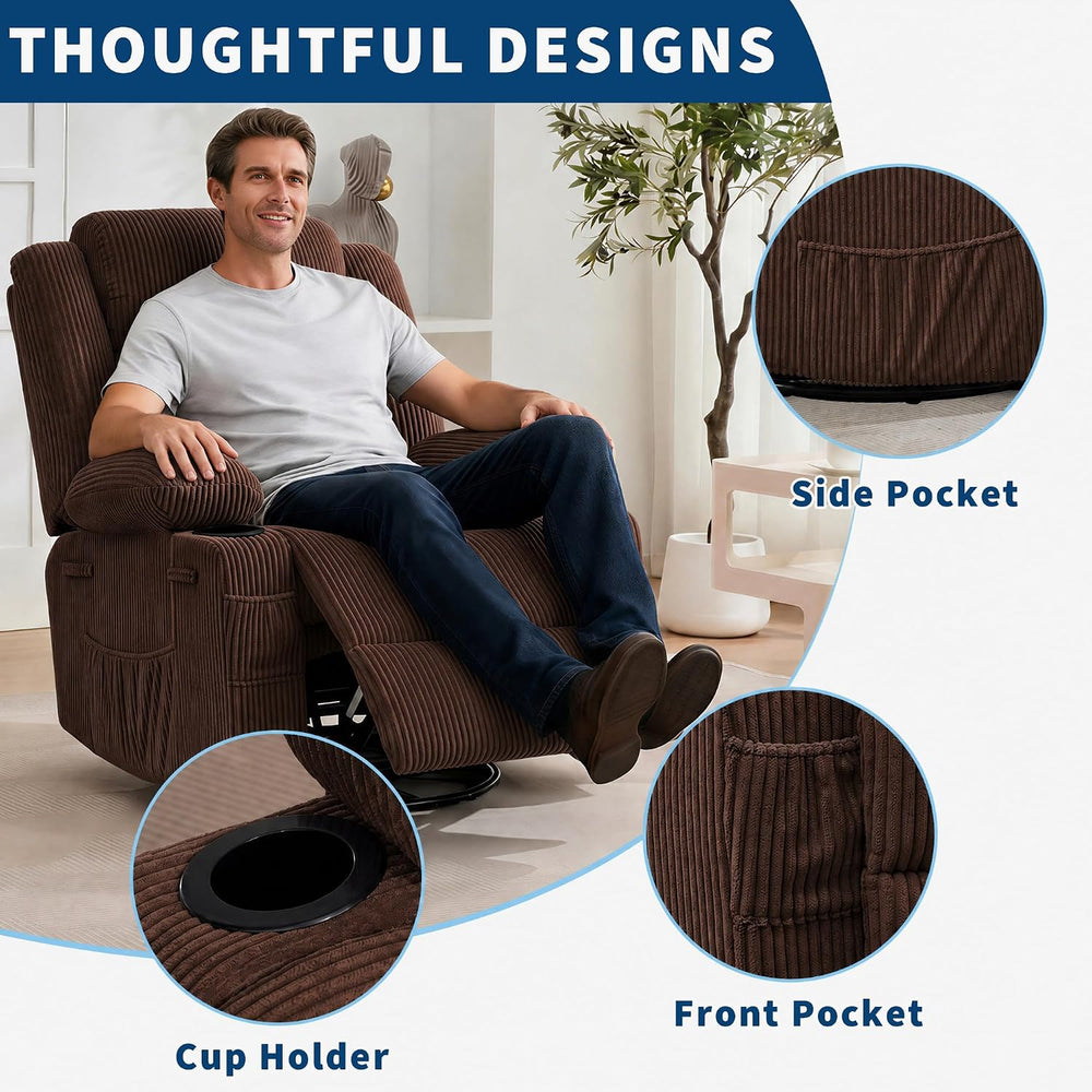 Garvee Rocking Recliner Chair for Adults Wide 360° Swivel Rocker Recliner