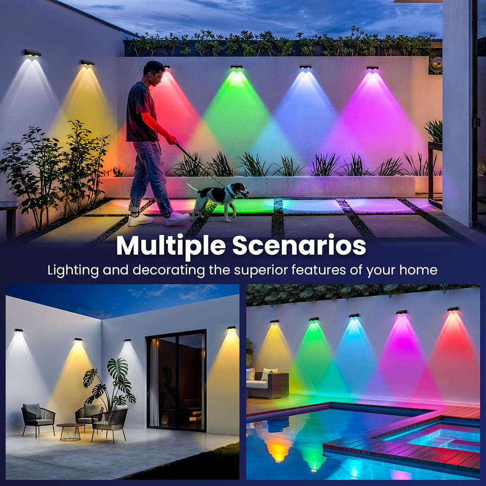 Solar Fence Lights Outdoor, Color Changing, Waterproof IP65, 20 Pack
