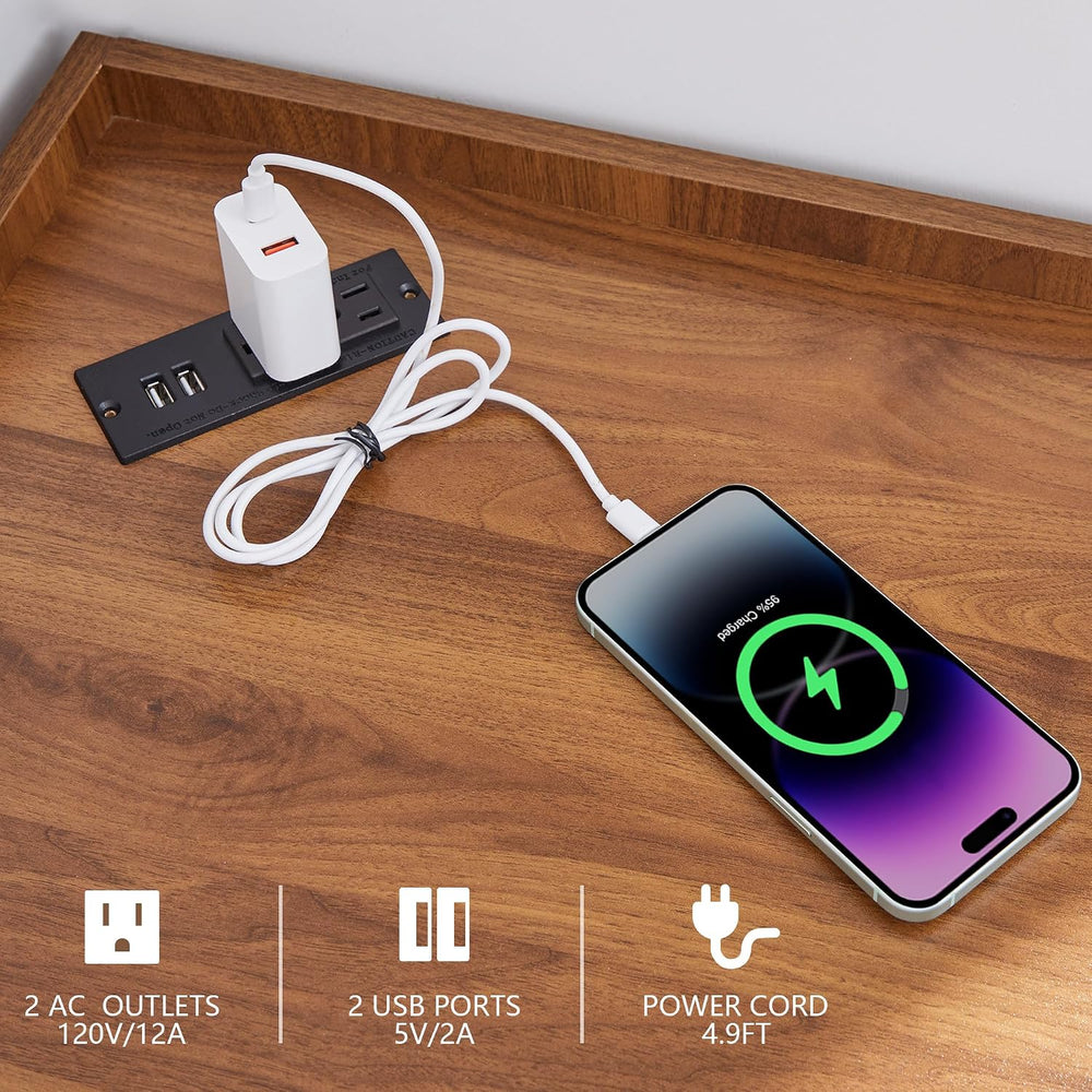 Corner Record Player Stand with Charging Station & USB Ports