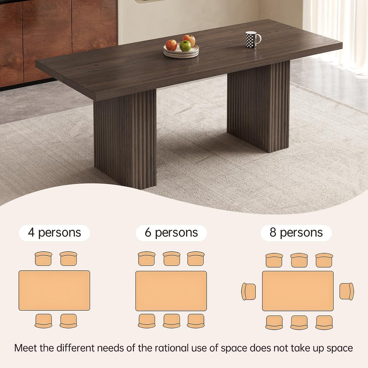 Rectangular Dining Table Set with 8 Chairs, Oak Farmhouse | Modern Kitchen Dining Set for Apartment or Living Room, Sturdy Construction with Easy Assembly