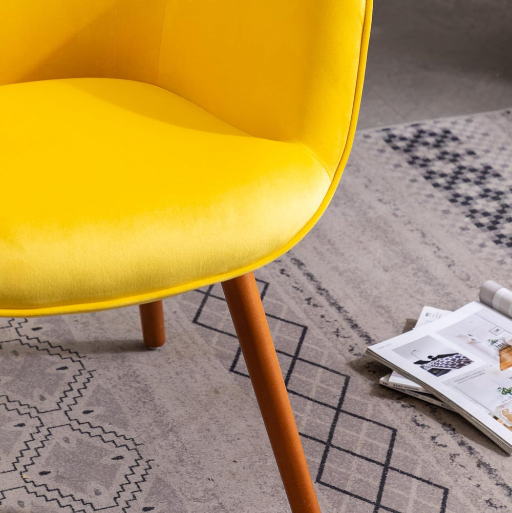 Roundhill Furniture AC155YL Doarnin Silky Velvet Tufted Button Accent Chair, ...