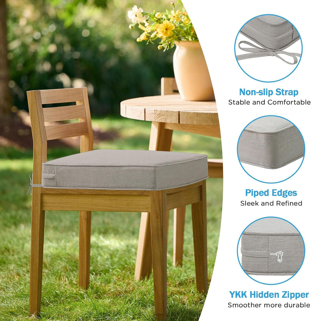 19 x 19 Inch Sunbrella Outdoor Chair Cushions with Tie Straps, Set of 4 Thick...