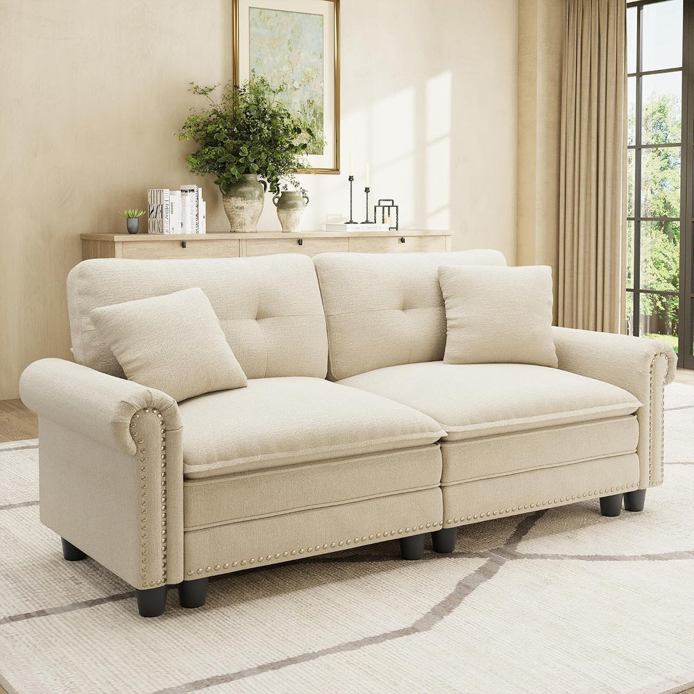 HERA'S HOUSE 73.2" Modular Loveseat Cloud Couch Deep Seats & Rol...