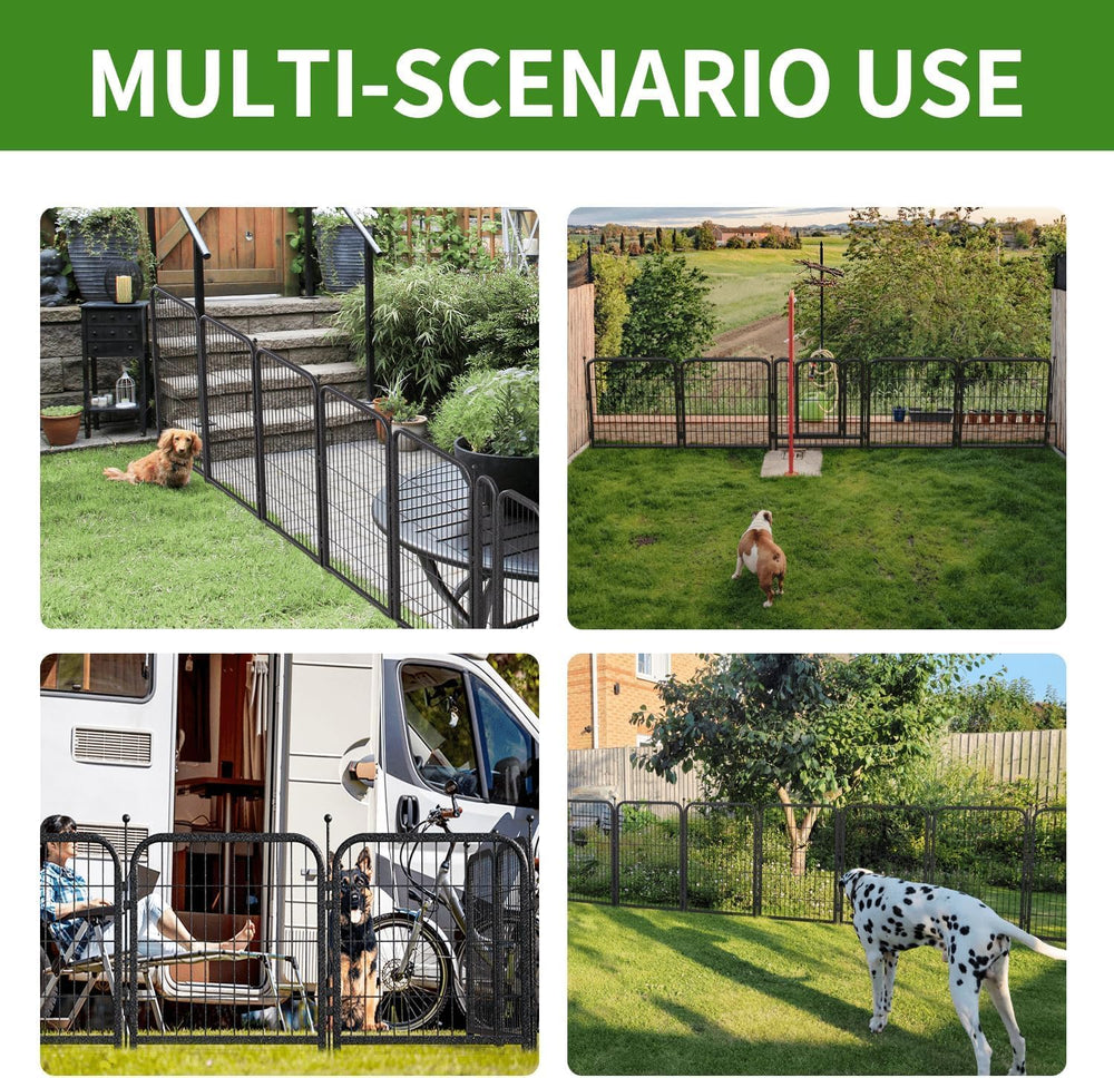 Decorative Garden Metal Fence 92ft (L)×32in (H) with 35 Panels 5 Gates Outdoo...