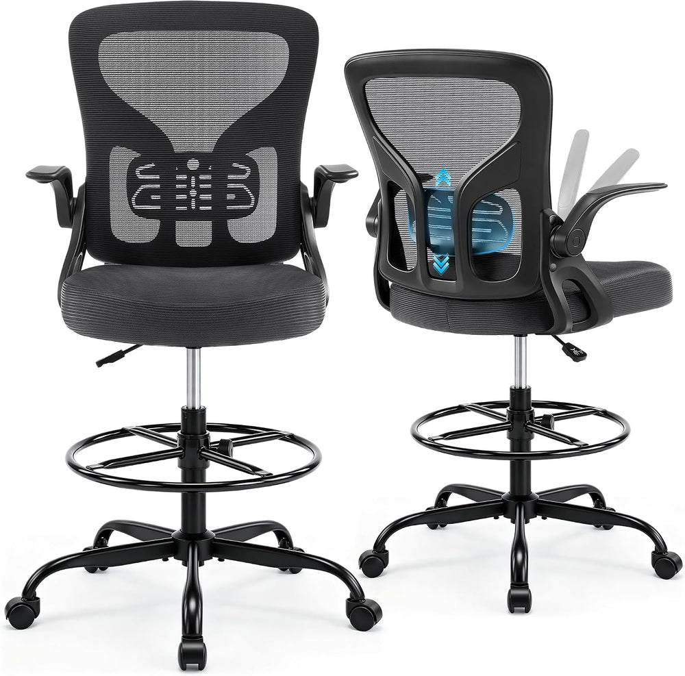 Drafting Chair for Standing Desk, Tall Office Chair with 22"-30" Se...