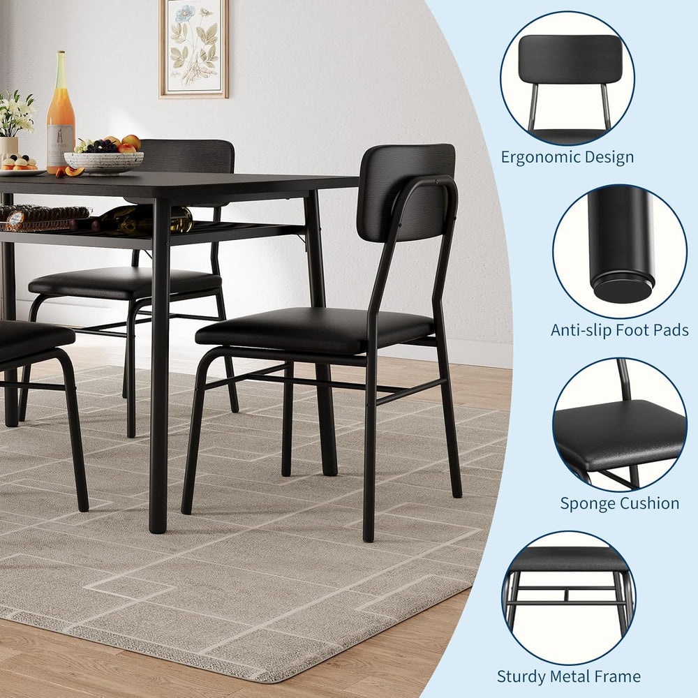 GarveeHome Dining Table Set for 4 with Storage Rack, Black