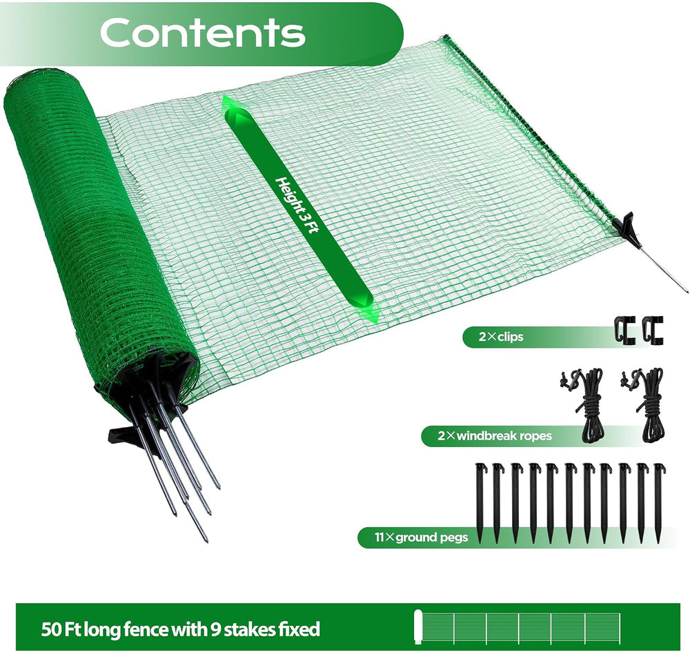 HIDALIFE Temporary Fence with Posts,3‘x50‘ Safety Barrier for Dog Snow Plasti...