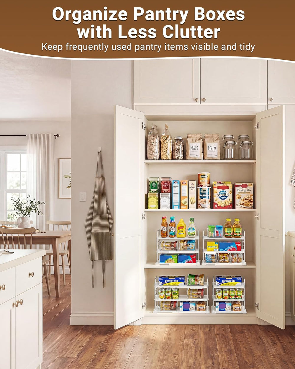 EVERIE 3-Tier Cabinet Organizer, 2-Pack Expandable Shelves for Foil & Wrap