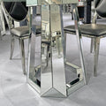 Henf Luxury Round Glass Dining Table for 4-6, Silver 47" Glass Kitchen Table with Mirrored Base, Modern Circle Dining Room Table (Table Only)