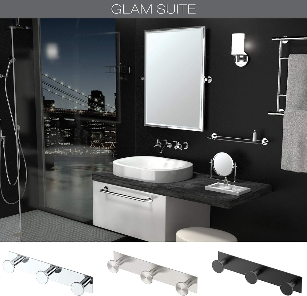 Gatco 1288SN Glamour Triple Robe Hook Rack, Wall Mounted Bathroom Towel &...