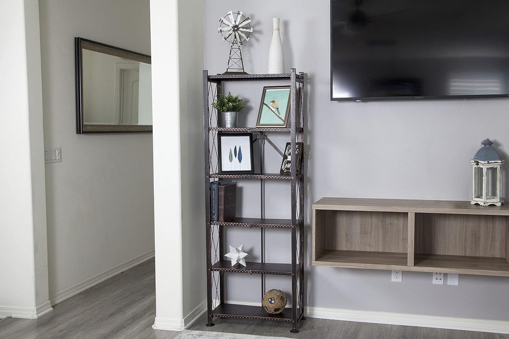Origami 6-Tier Foldable Storage Shelves, Heavy Duty Shelving Rack Unit with W...