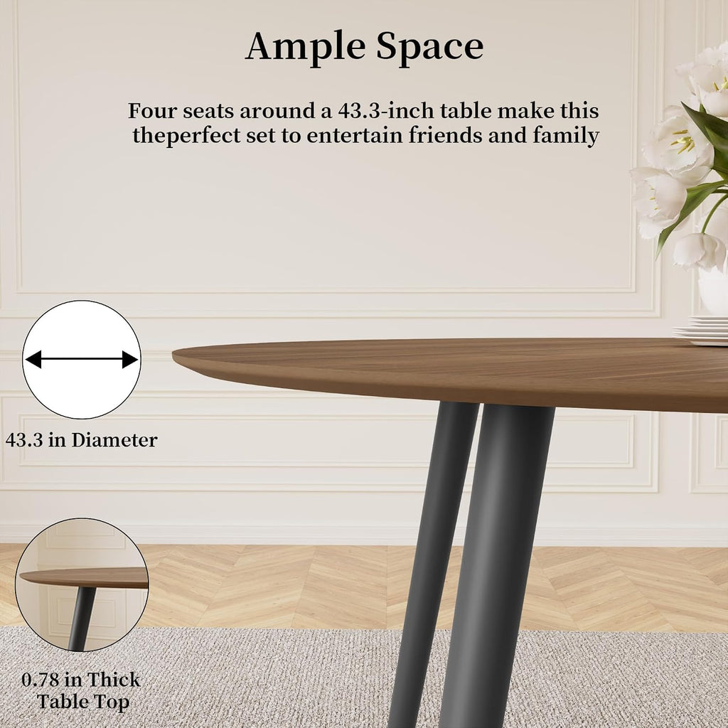 hipihom 43.3 inch round dining table for 4, side view