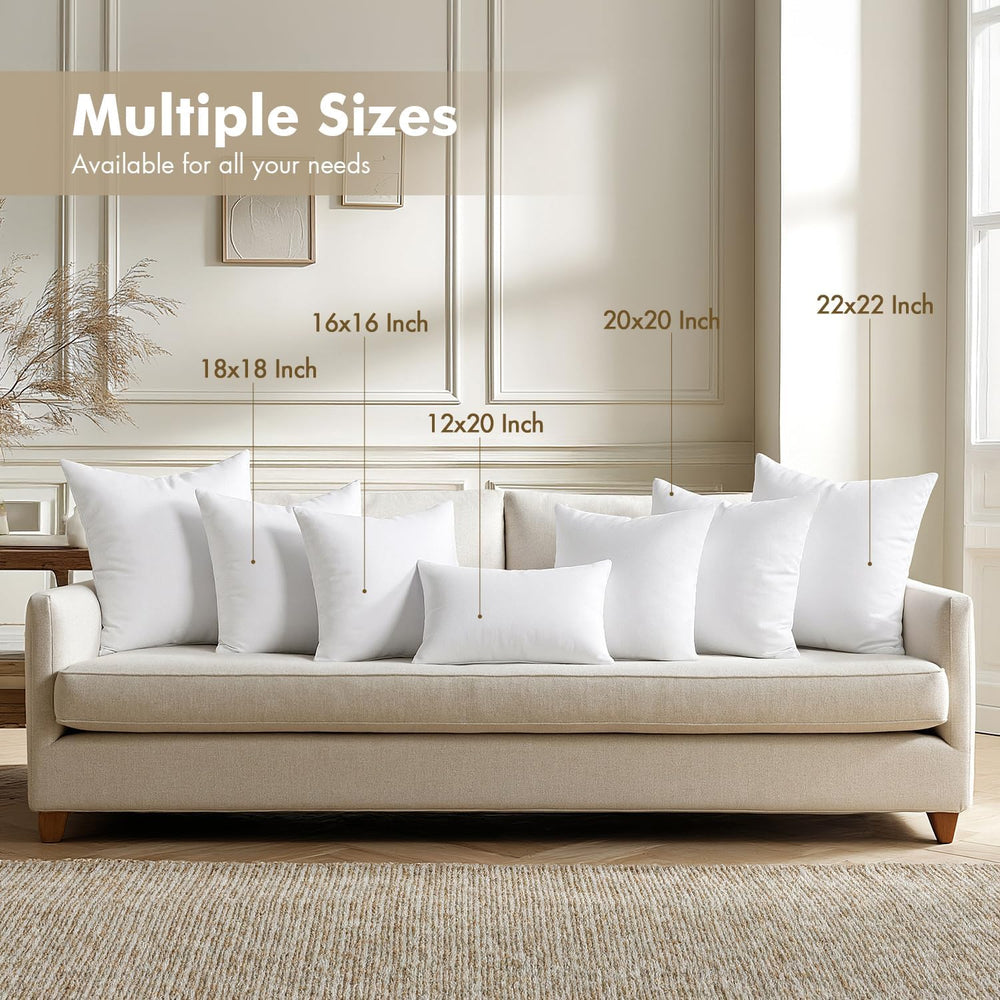 MIULEE 22x22 Pillow Inserts 4 Pack, 100% Virgin Fiber Filling Throw Pillows