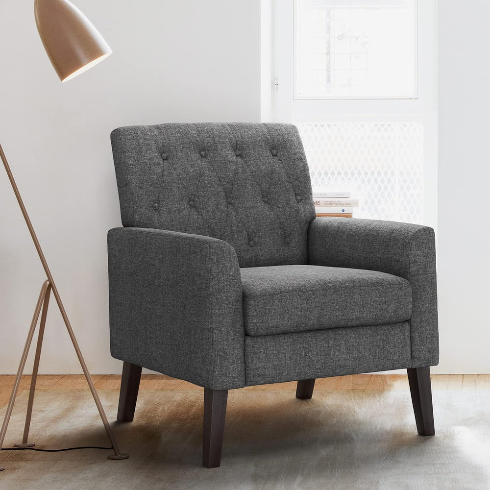 LUE BONA Upholstered Linen Accent Chair 18.5" H, Comfy Living Room Chair...
